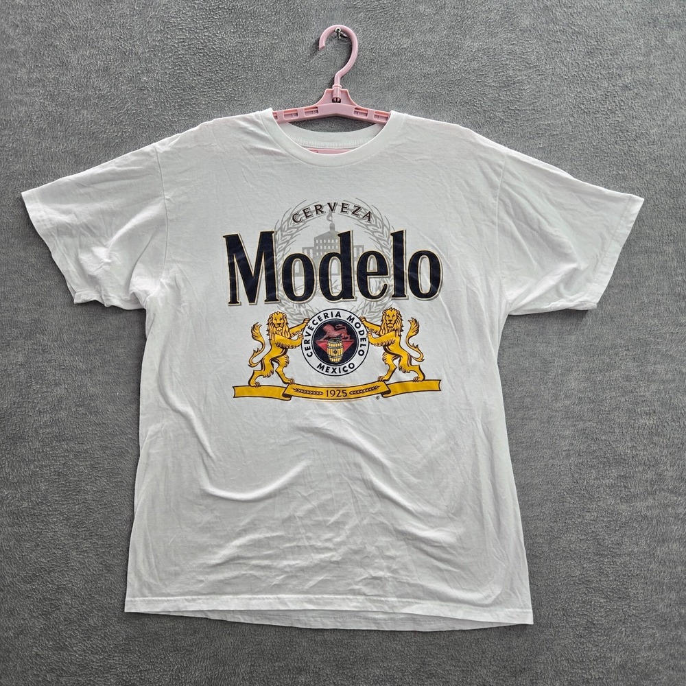 Modelo x Ripple‎ Junction Men Shirt XL White Logo Graphic Crew Neck Short Sleeve